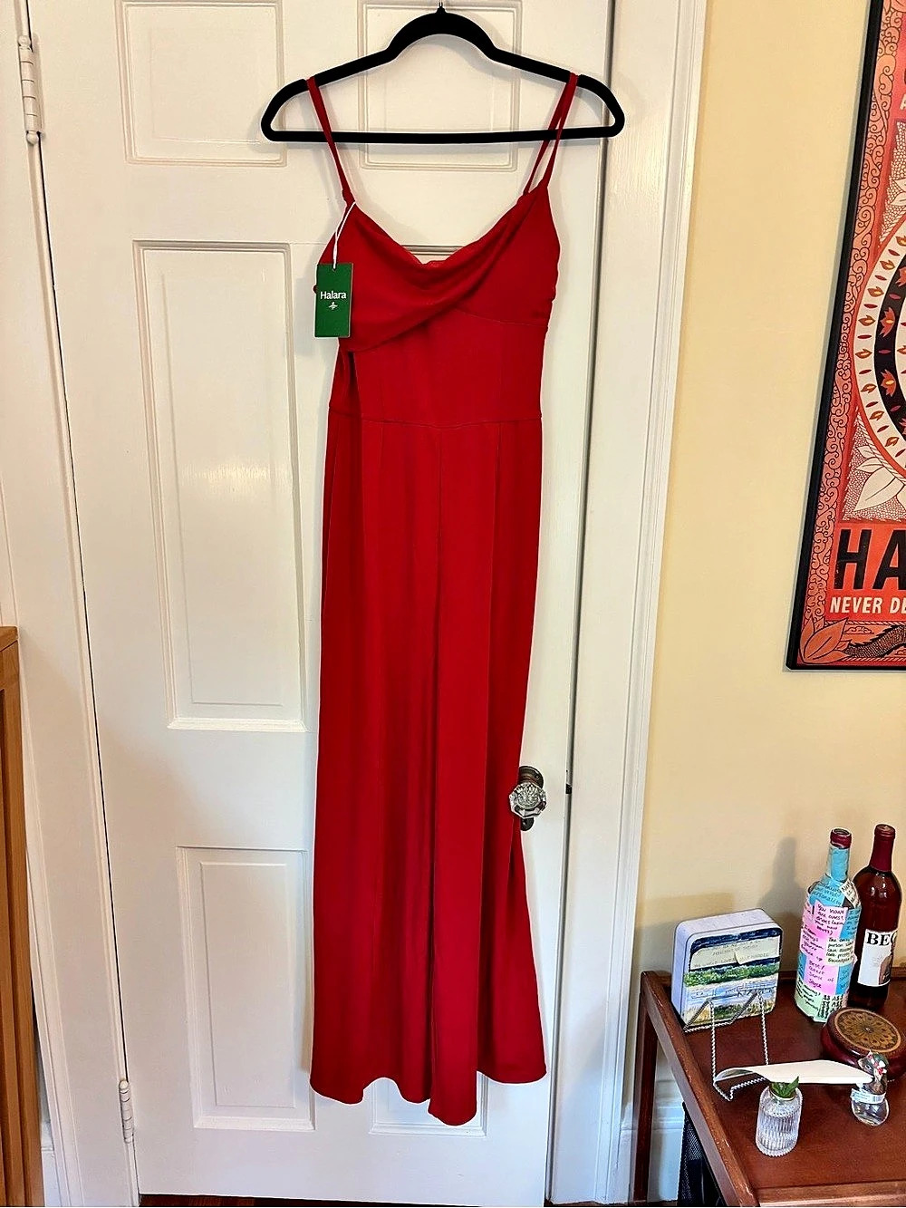 Red Halara Jumpsuit Fitted Waist and Flowy Pant Legs